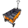 FURNIinspire Outdoor Serving Carts Collapsible Foldable Wagon Cart With Strapping System Beach Wagon Utility Cart, Orange, 35.04"*21.65"*38.98"