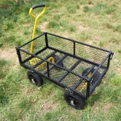 FURNIinspire Wheelbarrows And Lawn Carts Tools Cart Wagon Cart, Garden Cart Trucks With Solid Wheels And Yellow Handle, Black, 37“*19"*40" 11 FURNIinspire Wheelbarrows And Lawn Carts Tools Cart Wagon Cart, Garden Cart Trucks With Solid Wheels And Yellow Handle, Black, 37“*19"*40" -Outdoor Kitchen & Living GUEST 73b7a777 45c1 42d2 b965 cbe849cb1058