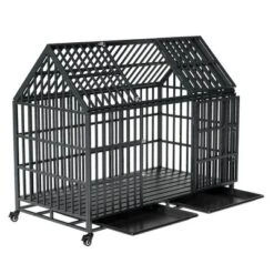 FURNIinspire Pet Crates And Houses 54 Inches Heavy Duty Dog Cage With Removable Roof And Wheels For Comfortable Pet Living, Black, 46"*29.5"*54" -Outdoor Kitchen & Living GUEST 747d626f dd2e 4ae9 9a20 adcd97c4a6c1