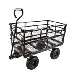 FURNIinspire Wheelbarrows And Lawn Carts Double Fence Utility  Cart Wagon Cart Garden Cart, Ideal For Outdoor Activities, Black, 41“*20"*39" -Outdoor Kitchen & Living GUEST 74c50271 18db 4896 8798 d10898484ae3