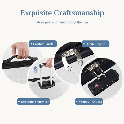 FURNIinspire Bag And Luggage Sets 20/24/28 Inch 3PCS Hard Shell Roller Suitcase Set Expandable Travel Luggage With Spinner Wheels, White 5 FURNIinspire Bag And Luggage Sets 20/24/28 Inch 3PCS Hard Shell Roller Suitcase Set Expandable Travel Luggage With Spinner Wheels, White - Image 3