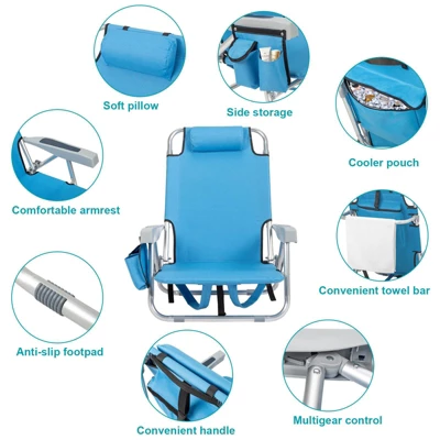 FURNIinspire Outdoor Portable Chair Adjustable Back Lightweight Design For Beach And Picnic, Blue, 24.8"*25.6"*32.28" 6 FURNIinspire Outdoor Portable Chair Adjustable Back Lightweight Design For Beach And Picnic, Blue, 24.8"*25.6"*32.28" - Image 4
