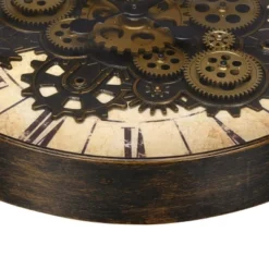 FURNIinspire Wall Clocks Round Gear Mechanism Hanging Clock Living Room Decorative Timepiece Home Vintage Wall Decor, Brown, 20"*20"*2.5" -Outdoor Kitchen & Living GUEST 7709c119 c00d 4d97 a769 b6e51640b437