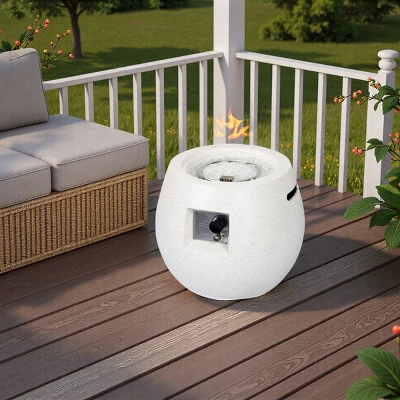 FURNIinspire Outdoor Fireplaces Pear-Shaped Backyard Terrazzo Gas Stove Portable Fire Pit For Camping, Patio, White, 21.25"*21.25"*20.07" 3 FURNIinspire Outdoor Fireplaces Pear-Shaped Backyard Terrazzo Gas Stove Portable Fire Pit For Camping, Patio, White, 21.25"*21.25"*20.07"