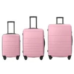 FURNIinspire Bag And Luggage Sets 3 Piece Travel Hard Shell Luggage, Lightweight Rolling Suitcases With Wheels, Pink, 20.87"*11.61"*30.31" -Outdoor Kitchen & Living GUEST 7753f659 ac41 4af7 99f1 8391af30a15c