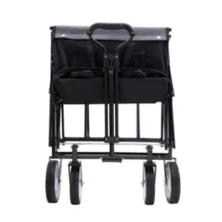 FURNIinspire Outdoor Serving Carts Collapsible Foldable Wagon Cart With Strapping System Beach Wagon Utility Cart, Black, 35.04"*21.65"*38.98" -Outdoor Kitchen & Living GUEST 778732d4 dbd0 49db b2d3 6e33f09f81e2