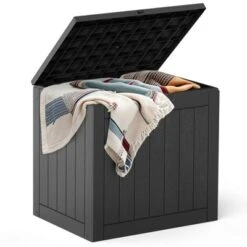 FURNIinspire Deck Boxes, Portable Storage Box With Waterproof Function For Patio Furniture, Garden Tools, All Weather Use, Black, 22"*17.1"*20.9" -Outdoor Kitchen & Living GUEST 77b7806c e998 43f0 95bf 3d12ad2757c9