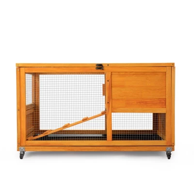 FURNIinspire Pet Crates And Houses, Tier Rabbit Hutch On Wheels, Openable Roof, Easy-to-Clean Tray, House For Small Animals, Orange, 38"*22"*6" 7 FURNIinspire Pet Crates And Houses, Tier Rabbit Hutch On Wheels, Openable Roof, Easy-to-Clean Tray, House For Small Animals, Orange, 38"*22"*6" - Image 5