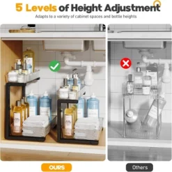 FURNIinspire 2 Pack Under Sink Organizer Pull Out Cabinet Organizer Acrylic Under Sink Storage Shelf For Kitchen Bathroom, Black, 15.6"*10.61"*5.1" -Outdoor Kitchen & Living GUEST 7b686ddf a69c 4a57 ad9d 52ccbe1148bb