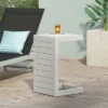 FURNIinspire Patio End Table, C-Shaped Side Table, Compact, Stylish, And Versatile, White, 15"*14.5"*24" -Outdoor Kitchen & Living GUEST 7f30ead2 9edf 4ffc b8f8 f597e7308896