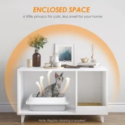 FURNIinspire Pet Crates And Houses, Multi-Functional Cat Cabinet, Comfortable Cat Space With Entrances, For Home, White, 33.5"*18.5"*19.9" -Outdoor Kitchen & Living GUEST 7f3c582a 2b95 476d 9792 3b2f51d1303f