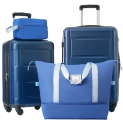 FURNIinspire Bag And Luggage Sets Luggage Set Travel Suitcase With Bags Spinner Wheels Abs Lightweight Suitcase, Blue, 16"*10"*24" -Outdoor Kitchen & Living GUEST 7f985eb9 4878 4c71 8660 e8851c0c7f70