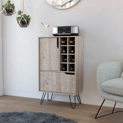 FURNIinspireWine Racks Bar Cabinet Kitchen Cupboard With 8 Built-In Wine Rack, Single Door, Storage Furniture, Gray, 13.3"*23.9"*13.3" 3 FURNIinspireWine Racks Bar Cabinet Kitchen Cupboard With 8 Built-In Wine Rack, Single Door, Storage Furniture, Gray, 13.3"*23.9"*13.3"