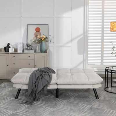 FURNIinspire Convertible Folding Modern Sofa Bed, Cream, 67"*16"*32" 4 FURNIinspire Convertible Folding Modern Sofa Bed, Cream, 67"*16"*32" - Image 2