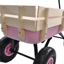FURNIinspire Wheelbarrows And Lawn Carts Outdoor Wagon Pulling Air Tires Garden Cart, Lawn Cart With Pull Handle, Pink, 39“*19"*20" -Outdoor Kitchen & Living GUEST 832c64e3 790f 4d7a bd22 f999b2233d4c
