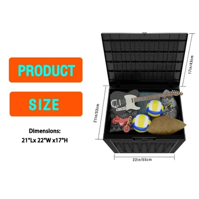 FURNIinspire Deck Boxes 2pcs 30 Gallon Deck Box, Outdoor Storage Boxes, Wicker Storage Deck Box For Patio Furniture, Garden Tools, Black, 21“*22”*17“ 4 FURNIinspire Deck Boxes 2pcs 30 Gallon Deck Box, Outdoor Storage Boxes, Wicker Storage Deck Box For Patio Furniture, Garden Tools, Black, 21“*22”*17“ - Image 2