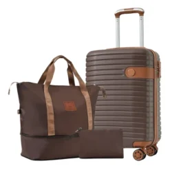 FURNIinspire Bag And Luggage Sets 3 Piece Carry On Luggage Sets, Lightweight Hard Shell Suitcase With Wheel, Bag Set, Brown, 8.9"*13.6"*21.3" -Outdoor Kitchen & Living GUEST 84ea9eff c461 414c 807a cdffc61b5ebf