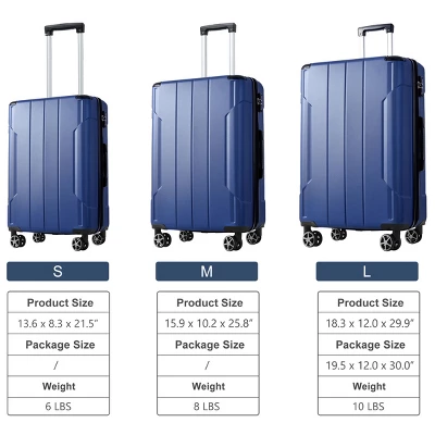 FURNIinspire Bag And Luggage Sets 3 Piece Suitcase Set, Expandable Hard Shell Carry On Luggage Sets, Travel Luggage Blue, 12"*18.3"*29.9" 4 FURNIinspire Bag And Luggage Sets 3 Piece Suitcase Set, Expandable Hard Shell Carry On Luggage Sets, Travel Luggage Blue, 12"*18.3"*29.9" - Image 2