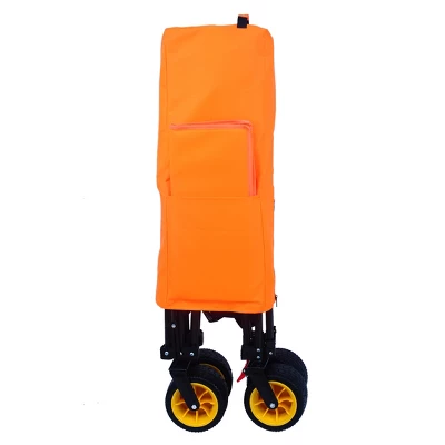 Furniinspire Wheelbarrows And Lawn Carts Big Large Capacity Folding Cart, Extra Long Extender Wagon Cart, Black And Orange, 53“*20"*51" 5 Furniinspire Wheelbarrows And Lawn Carts Big Large Capacity Folding Cart, Extra Long Extender Wagon Cart, Black And Orange, 53“*20"*51" - Image 3