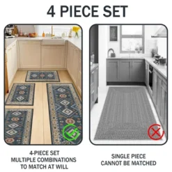FURNIinspire Floor Mats 4 Piece Farmhouse Kitchen Rug Washable Area Rugs Non Skid Bohemian Mat For Hallway Entryway, Blue, 60"*20" 8 FURNIinspire Floor Mats 4 Piece Farmhouse Kitchen Rug Washable Area Rugs Non Skid Bohemian Mat For Hallway Entryway, Blue, 60"*20" -Outdoor Kitchen & Living GUEST 8732d748 f1e6 4476 9707 9bc063919a7f