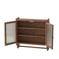FURNIinspire Kitchen And Dining Cabinets Vintage 2 Door Wood Wall Cabinet, Dining Room Pantry Cabinet With Towel Rack, Dark Brown, 7.08"*24.8"*23.62" -Outdoor Kitchen & Living GUEST 88a54ca6 df1e 4445 96a0 bd6d549e9870