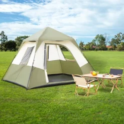 FURNIinspire Camping Tents 6 Person Camping Tent With Rainfly And Carry Bag For Hiking Outdoor, Easy To Assemble Tent, Green, 107.87"*120"*65.98" -Outdoor Kitchen & Living GUEST 8971a186 a1c1 439a b630 5aeb9295c708