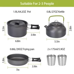 FURNIinspire Outdoor Grills, Griddles And Smokers Premium Camp Chef Set, Gourmet Outdoor Cookware For Small Groups BBQ Time, Black, 7.48"*7.48"*5.12"