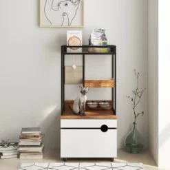 FURNIinspire Pet Tower Cat Tree Cat Tower, Pet Furniture Cat Cabinet, Versatile Cat Litter Box Enclosures, Cat Playhouse, White, 23.62"*18.9"*48.03" -Outdoor Kitchen & Living GUEST 8a6e84e0 0060 4a43 b0ed b1063c25793a