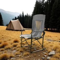 FURNIinspire Outdoor Portable Chairs Camping Chair Directors Chair, Oversized Portable Folding Chair With Side Table, Gray, 27.56"*24.41"*43.31" -Outdoor Kitchen & Living GUEST 8bf7e939 0ee5 479b a149 a4bde6e964cf