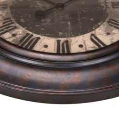 FURNIinspire Wall Clocks 30inch Modern Round Wall Clock Decorative Living Room Vintage Wall Decor For Bedroom, Metal Frame, Brown, 30"*30"*2" -Outdoor Kitchen & Living GUEST 8c4be5e8 94d9 4b61 8551 756e01af1e8e