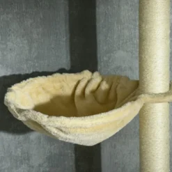 FURNIinspire Floor To Ceiling Cat Tree Adjustable Height, Cat Climbing Tower With Carpeted Platforms, Toy Balls, Beige, 21.25"*13.5"*98.5" -Outdoor Kitchen & Living GUEST 8d4042a6 8a3b 4c18 b1a1 0b372a253473