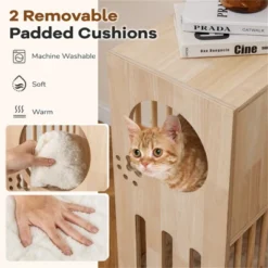 FURNIinspire Pet Tower Cat Tower Wooden 2 Tier Cat House Cat Condo, Pet Furniture Cat Litter Box With Cushion, Brown, 17"*11.5"*25.5" 10 FURNIinspire Pet Tower Cat Tower Wooden 2 Tier Cat House Cat Condo, Pet Furniture Cat Litter Box With Cushion, Brown, 17"*11.5"*25.5" -Outdoor Kitchen & Living GUEST 8df9113d f401 4d46 b3eb 5d6d44cec603