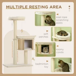 FURNIinspire Pet Tower 3 Level Cat Tree Cat Playhouse Cat Tower, Cat Toy Pet Furniture With Scratching Posts, Soft Cushion, Brown, 25.5"*17.75"*46.5" 9 FURNIinspire Pet Tower 3 Level Cat Tree Cat Playhouse Cat Tower, Cat Toy Pet Furniture With Scratching Posts, Soft Cushion, Brown, 25.5"*17.75"*46.5" -Outdoor Kitchen & Living GUEST 8dffcbed b93b 40a9 ac7b acd0cef63be7