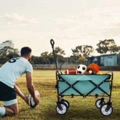 FURNIinspire Outdoor Serving Carts Fish 250L Collapsible Wagon Beach Wagon With Big Wheels For Camping, Sports, Blue, 25.98"*17.32"*37.4" -Outdoor Kitchen & Living GUEST 8e59eb65 a525 423f b360 bb3e2328ac93