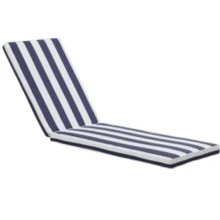 FURNIinspire Outdoor Seat Cushions 2pcs Stripe Patio Furniture Seat Cushion Replacement For Chaise Lounge, Removable Cover, Blue, 74.4"*22.05"*2.76" -Outdoor Kitchen & Living GUEST 8ff44d6c e463 4daf a022 87044e3ed2d4