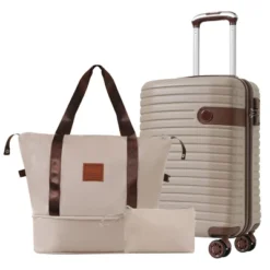 FURNIinspire Bag And Luggage Sets 3 Piece Carry On Luggage Sets, Lightweight Hard Shell Suitcase With Wheel, Bag Set, Beige, 8.9"*13.6"*21.3" -Outdoor Kitchen & Living GUEST 90170ec1 2c6c 4c40 9278 8d79a1f127d7