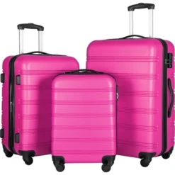 FURNIinspire Bag And Luggage Sets 3 Piece Luggage Set Spinner Suitcase With TSA Lock, Travel Options For Family Travel, Pink, 20" 24' 28" -Outdoor Kitchen & Living GUEST 93e127f2 450d 46e5 b2f8 746ff8d3b8b0