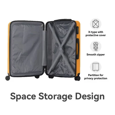 FURNIinspire Bag And Luggage Sets Hard Shell 3 Piece Suitcase Set, Travel Luggage Business Suitcases With Wheels, Yellow, 19.88"*10.63"*29.92" 3 FURNIinspire Bag And Luggage Sets Hard Shell 3 Piece Suitcase Set, Travel Luggage Business Suitcases With Wheels, Yellow, 19.88"*10.63"*29.92"