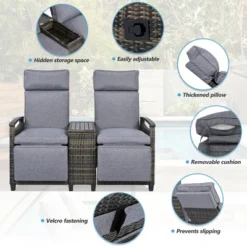 FURNIinspire Patio Accent Chairs, All Weather Outdoor Patio Chairs High Back Couch With Premium Cushions For Garden Backyard, Gray, 47.6"*23.6"*46.1" -Outdoor Kitchen & Living GUEST 9570cfe7 cbb0 4ef0 89d7 218e99ccf8fa