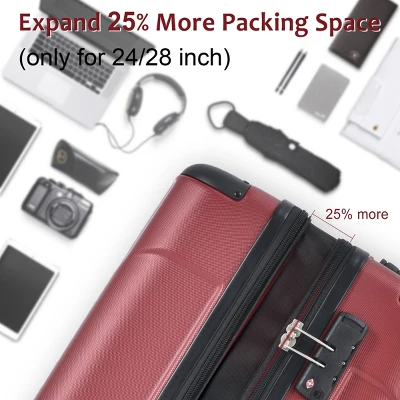 FURNIinspire Luggage 24 Inch Hardshell Suitcase, Checked Luggage, Lightweight Suitcases With Wheels For Travel, Business, Red, 10.2"*15.9"*25.8" 6 FURNIinspire Luggage 24 Inch Hardshell Suitcase, Checked Luggage, Lightweight Suitcases With Wheels For Travel, Business, Red, 10.2"*15.9"*25.8" - Image 4