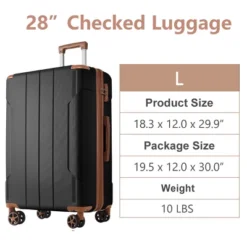 FURNIinspire Luggage 28 Inch Hardshell Suitcase, Checked Luggage, Lightweight Suitcases With Wheels For Travel, Business, Black, 12"*18.3"*29.9" -Outdoor Kitchen & Living GUEST 9710ea7a 48f5 4cf6 a98f eac782a4c988