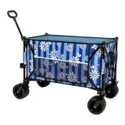 FURNIinspire Outdoor Serving Carts Collapsible Foldable Extended Wagon With 480lb Weight Capacity All-Terrain Beach Wheels, Blue, 37.4"*23.03"*38.98" -Outdoor Kitchen & Living GUEST 9791c44c 0db4 48c7 b3d1 8ac527e1428a