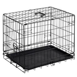 FURNIinspire Pet Crates And Houses 24 Inch Single Door Dog Cage, Metal Pet Kennel With Secure Lock, Removable Tray, Black , 16.5"* 24.4"*19.5" -Outdoor Kitchen & Living GUEST 97eb2374 9149 44c4 bd07 92eae6eed102