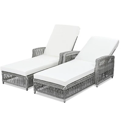 FURNIinspire Patio Accent Chairs, Outdoor Patio Single Sofa With Cushions, All Weather Rattan Chairs For Garden Backyard, White, 61.02"*25.6"*37.4" 7 FURNIinspire Patio Accent Chairs, Outdoor Patio Single Sofa With Cushions, All Weather Rattan Chairs For Garden Backyard, White, 61.02"*25.6"*37.4" - Image 5