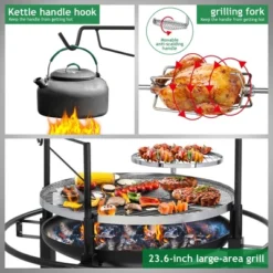 FURNIinspire Outdoor Grills, Griddles And Smokers Professional Round Charcoal Grill, Outdoor BBQ System For Patio, Black, 26.78"*24.6"*11.42" -Outdoor Kitchen & Living GUEST 9bf6b491 ee63 45a4 baac f52b4948d845