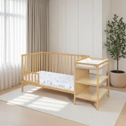 FURNIinspire Cribs Convertible Crib Baby Crib Baby Bed, Toddler Crib Changer Combo, 3 In 1 Crib Nursery Cribs For Bedroom, Brown, 71.5"*29.75"*35" -Outdoor Kitchen & Living GUEST 9cd849f6 b65d 4358 b93d bb9936b39c0d