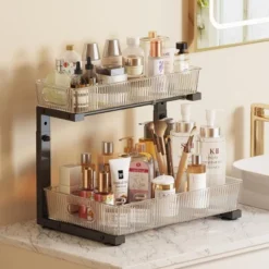 FURNIinspire 2 Pack Under Sink Organizer Pull Out Cabinet Organizer Acrylic Under Sink Storage Shelf For Kitchen Bathroom, Black, 15.6"*10.61"*5.1" -Outdoor Kitchen & Living GUEST 9d829e79 926e 4f12 9c45 0f50b022e1df