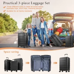 FURNIinspire Luggage 3packs Luggage Set, 20-28 Inch Luggage Expandable Hardside Suitcase, ABS Durable Lightweight Travel Luggage With TSA Lock, Black -Outdoor Kitchen & Living GUEST 9d9255b7 5fd3 414b 88c4 0332befa5566