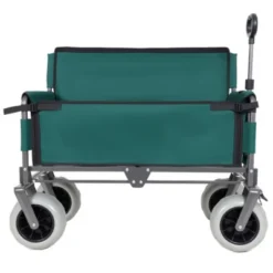 FURNIinspire Outdoor Serving Carts 3-in-1 Folding Wagon With Bench Seat 500lbs Capacity, Beach Tires For Camping Beach, Green, 40.94"*25.2"*44.29" -Outdoor Kitchen & Living GUEST 9dd4fbc5 aa1a 4220 b781 14a364ca14bc
