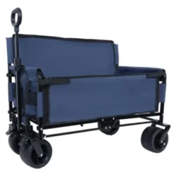 FURNIinspire Outdoor Serving Carts 3-in-1 Convertible Heavy-Duty Folding Wagon Cart With Bench Seat Storage 500lbs, Blue, 37"*24.02"*40.94" -Outdoor Kitchen & Living GUEST 9effea61 2fd5 450d b26a d64a81ce87fe